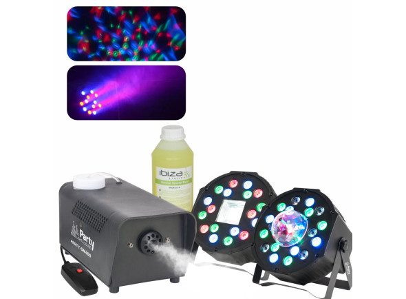 Egitana 2x Projetor PAR 18 LED Astro/Strobe Máq. Fumo e Líquido Fumo Egitana 2x Projetor PAR 18 LED Astro/Strobe Máq. Fumo e Líquido Fumo